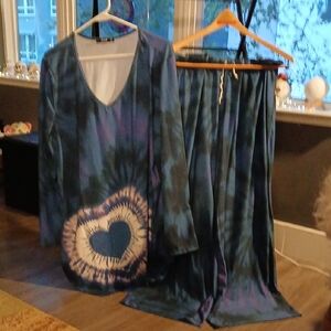 Blue Tie-Dye Women's Sleepwear Set